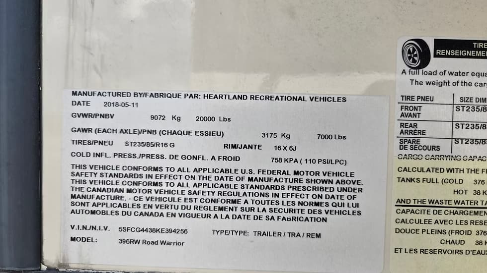 2019 Heartland Road Warrior 396rw — photo 16 of 16